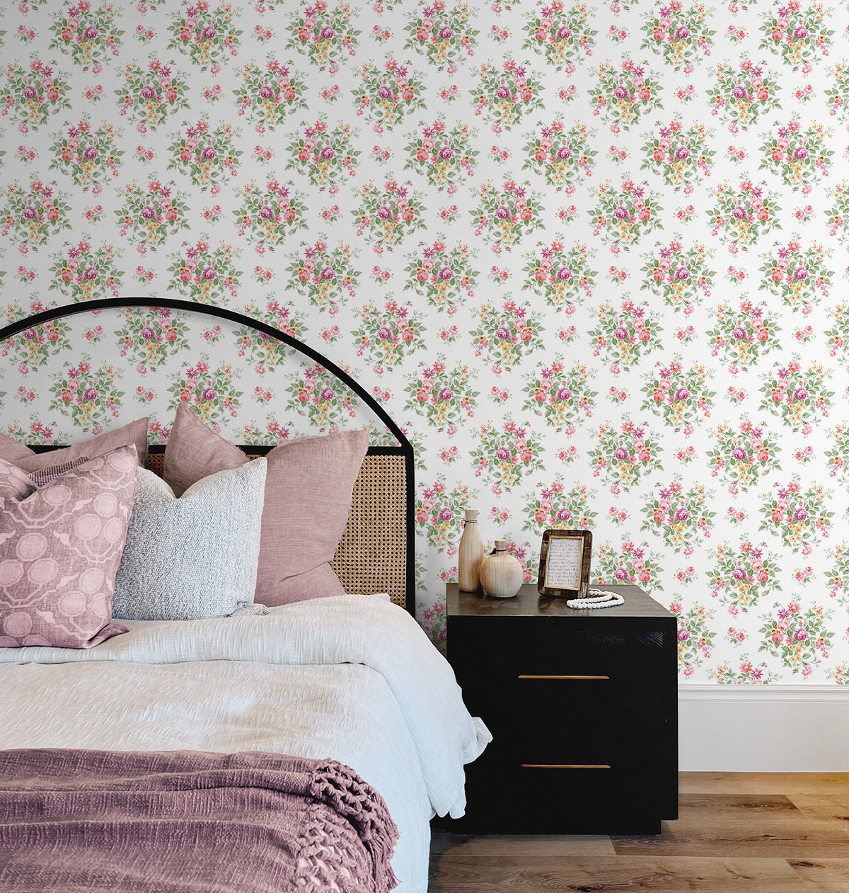 Floral Bunches Watermelon & Buttercup by NextWall Peel & Stick Floral Wallpaper – NextWall NW50501