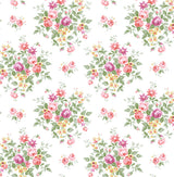 Floral Bunches Watermelon & Buttercup peel and stick floral wallpaper pattern by NextWall (NW50501)