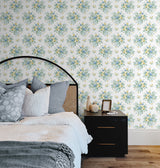 Floral Bunches Blue Stream & Buttercup by NextWall Peel & Stick Floral Wallpaper – NextWall NW50502