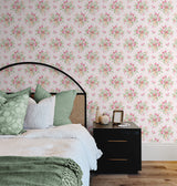 Floral Bunches Posy Pink by Peel & Stick Floral Wallpaper – NextWall NW50511
