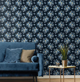 Floral Bunches Midnight Blue & Toffee by NextWall Peel & Stick Floral Wallpaper – NextWall NW50512