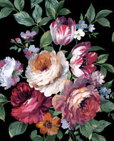 Large Bouquet floral peel and stick wallpaper in black (Ebony & Jewel Box) colorway