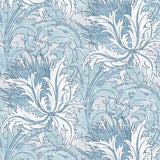 Blue Waterfall vintage floral peel and stick wallpaper pattern in soft blue and white, Floral Folly by NextWall.