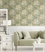 Floral Folly Juniper & Parchment by NextWall Peel & Stick Vintage Floral Wallpaper – NextWall NW50704
