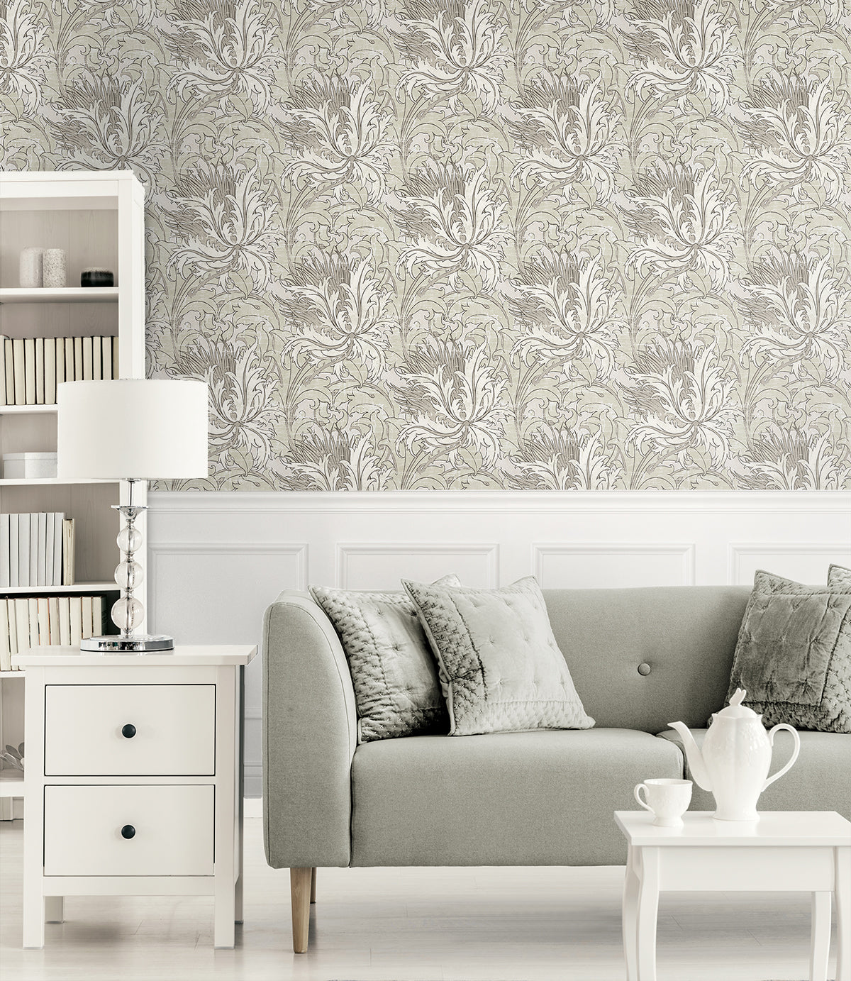 Floral Folly Lunar Rock & Pale Oak by NextWall Peel & Stick Vintage Floral Wallpaper – NextWall NW50708
