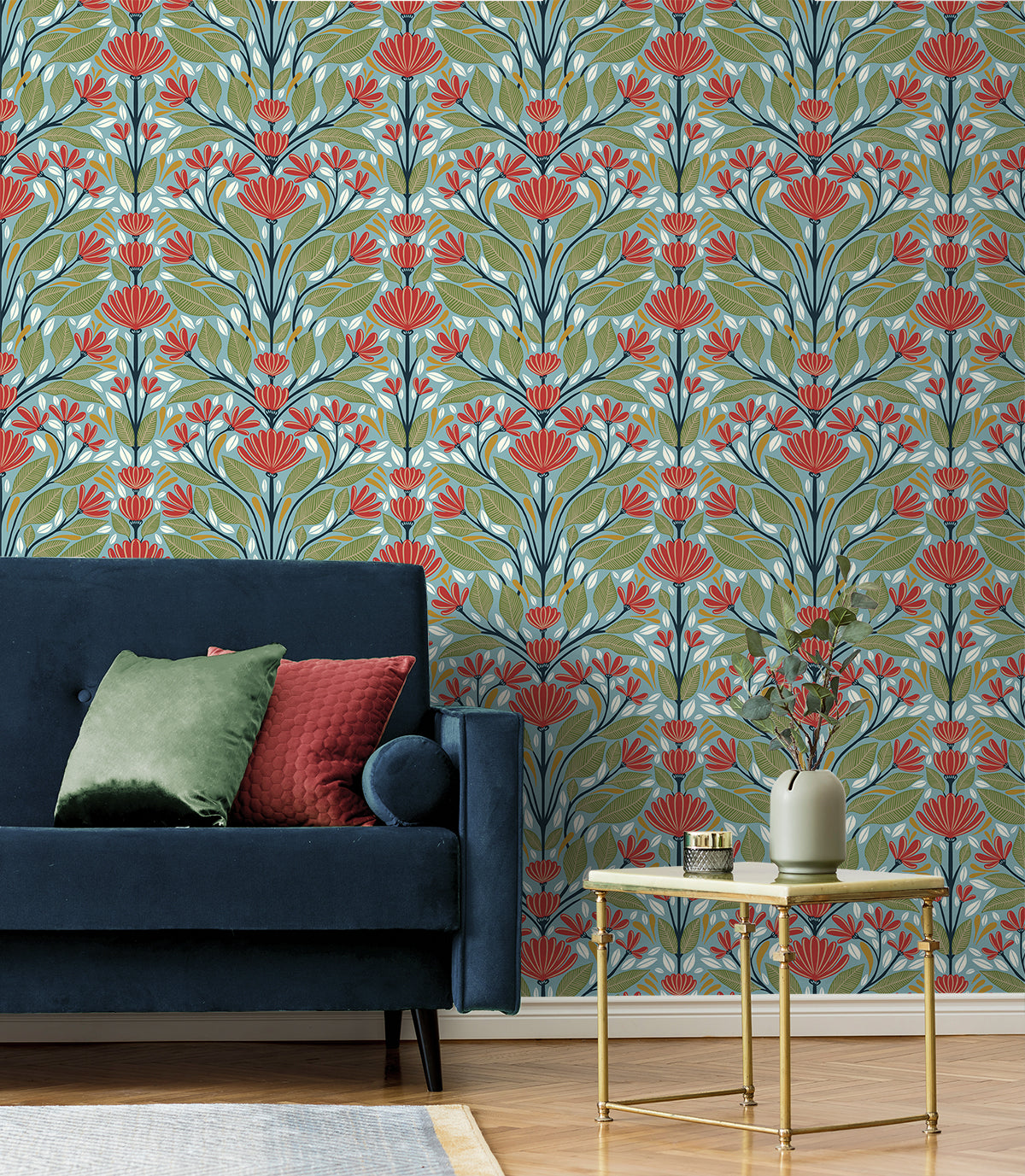 Shalin Folk Floral Summer Garden by NextWall Peel & Stick Floral Wallpaper – NextWall NW50802