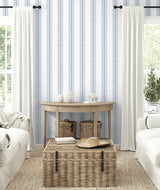 Beach Towel Stripe Blue Skies by NextWall Peel & Stick Stripe Peel & Stick Wallpaper – NextWall NW51002