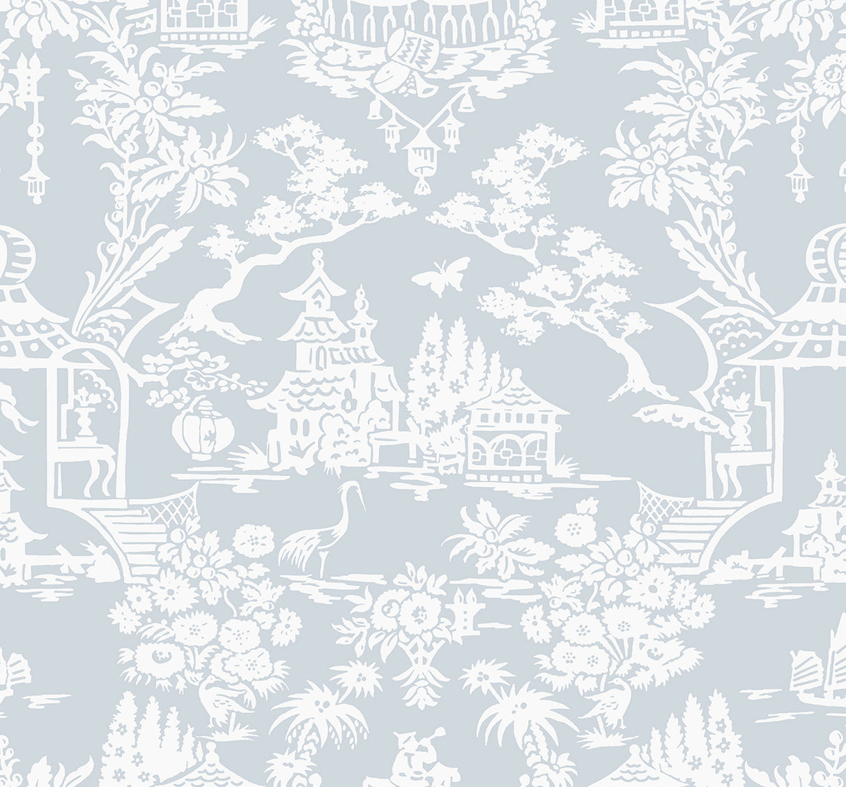 Garden Chinoiserie peel and stick wallpaper in Blue Dusk by NextWall