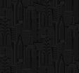 City Skyline peel and stick wallpaper in Cosmic Black with an Art Deco inspired cityscape pattern