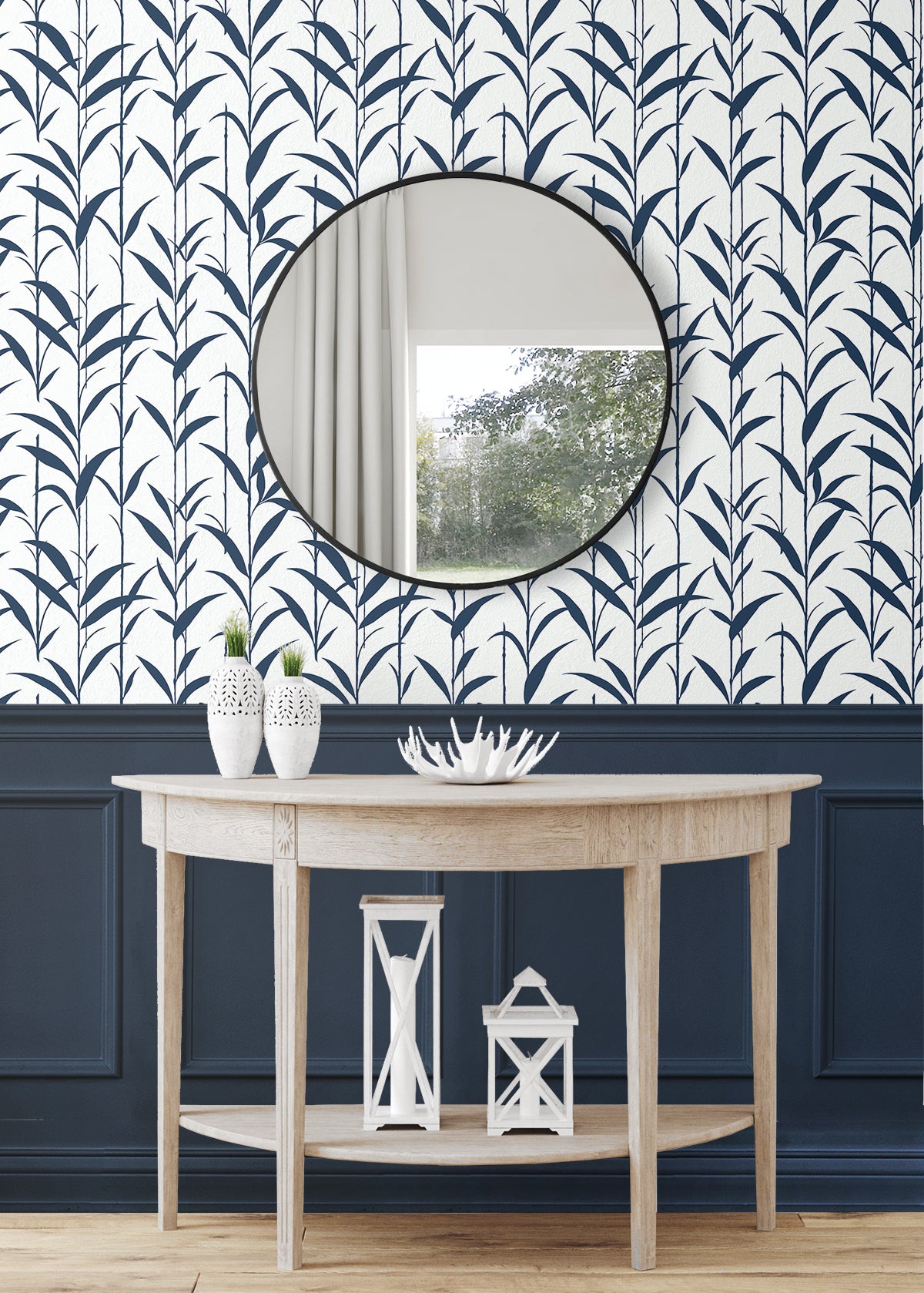 Bamboo Silhouette Royal Blue by NextWall Peel & Stick Botanical Peel & Stick Wallpaper – NextWall NW51402