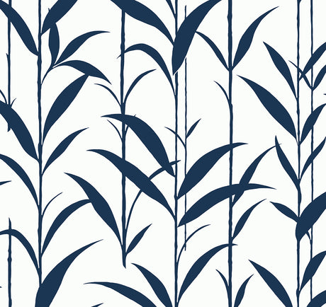 Bamboo Silhouette peel and stick wallpaper in royal blue bamboo stems on a white background