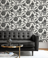 Julian Jacobean Floral Ebony & Ivory by NextWall Peel & Stick Peel & Stick Wallpaper – NextWall NW51600