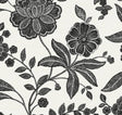 Ebony and ivory Jacobean floral peel and stick wallpaper with satin finish