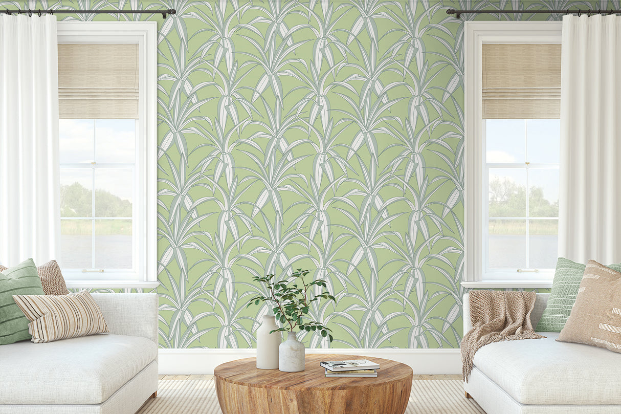 Tossed Cradle Plant Spring Green by NextWall Peel & Stick Botanical Peel & Stick Wallpaper – NextWall NW51704