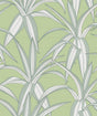 Tossed Cradle Plant peel and stick wallpaper in spring green with layered tropical leaves