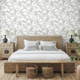 Pinstripe Leaf Trail Greystone by NextWall Peel & Stick Botanical Peel & Stick Wallpaper – NextWall NW51808
