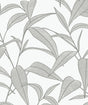 Pinstripe Leaf Trail Greystone botanical peel and stick wallpaper with leaf trail linework