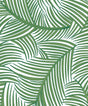 Green palm fronds peel and stick wallpaper pattern on a white background