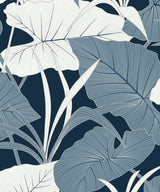Elephant Leaves peel and stick wallpaper in Blue Lagoon colorway by NextWall