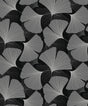 Tossed Ginkgo Leaf peel and stick wallpaper in ebony and greystone with scattered ginkgo fan leaves