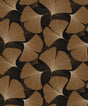 Tossed ginkgo leaf peel and stick wallpaper in ebony black with metallic copper leaves