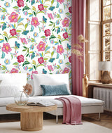 Painterly Floral Magenta & Off-White by NextWall Peel & Stick Floral Peel & Stick Wallpaper – NextWall NW52300