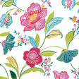 Painterly Floral magenta and off-white peel and stick wallpaper with watercolor-style flowers and leafy vines