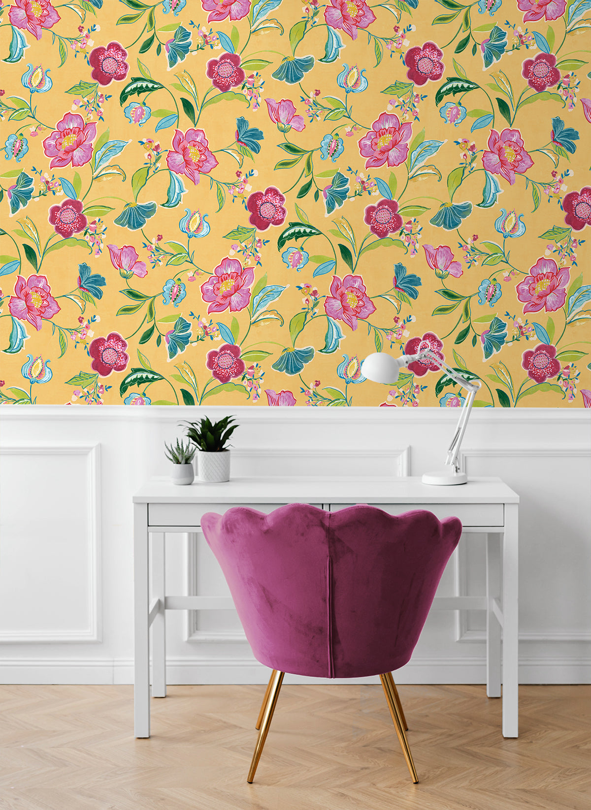 Painterly Floral Cantaloupe by NextWall Peel & Stick Floral Wallpaper – NextWall NW52306