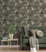 Rose Garden Midnight Blue & Cafe by NextWall Peel & Stick Floral Wallpaper – NextWall NW52402