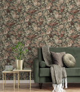 Rose Garden Dusty Mauve & Ash Grey by NextWall Peel & Stick Floral Vinyl Wallpaper – NextWall NW52407
