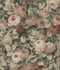 Rose Garden peel and stick wallpaper with dusty mauve and blush roses, ash grey foliage, and a dark ground