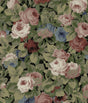 Rose Garden peel and stick wallpaper with painted roses and foliage in olive and wine tones on a dark ground.