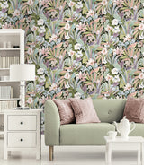 Blossoming Birds Forest & Petal Pink by NextWall Peel & Stick Botanical Bird Peel & Stick Wallpaper – NextWall NW52505