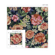Watercolor Floral Garden peel and stick floral wallpaper in neutral tones on a dark wrought iron background