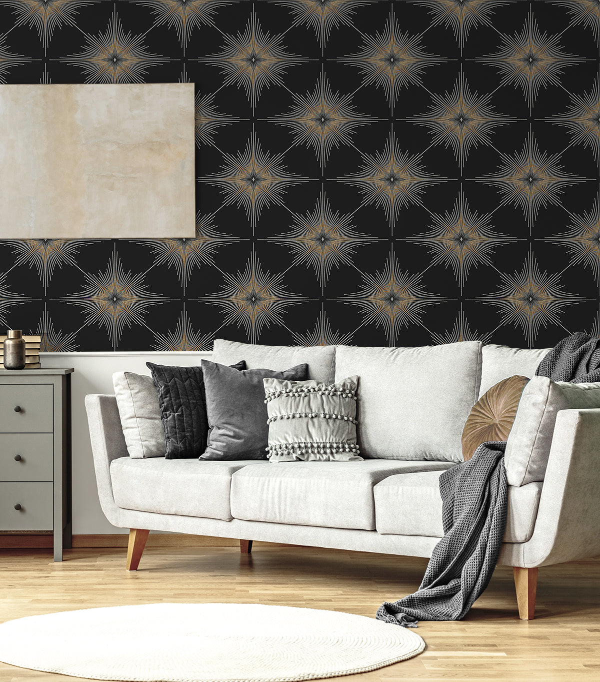 Stellar Geo Ebony by NextWall Peel & Stick Geometric Peel & Stick Wallpaper – NextWall NW53000
