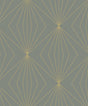 Grey geometric peel and stick wallpaper with metallic gold linework