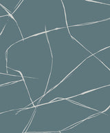 Abstract inkwork-style white lines on a blue dusk background peel and stick wallpaper.