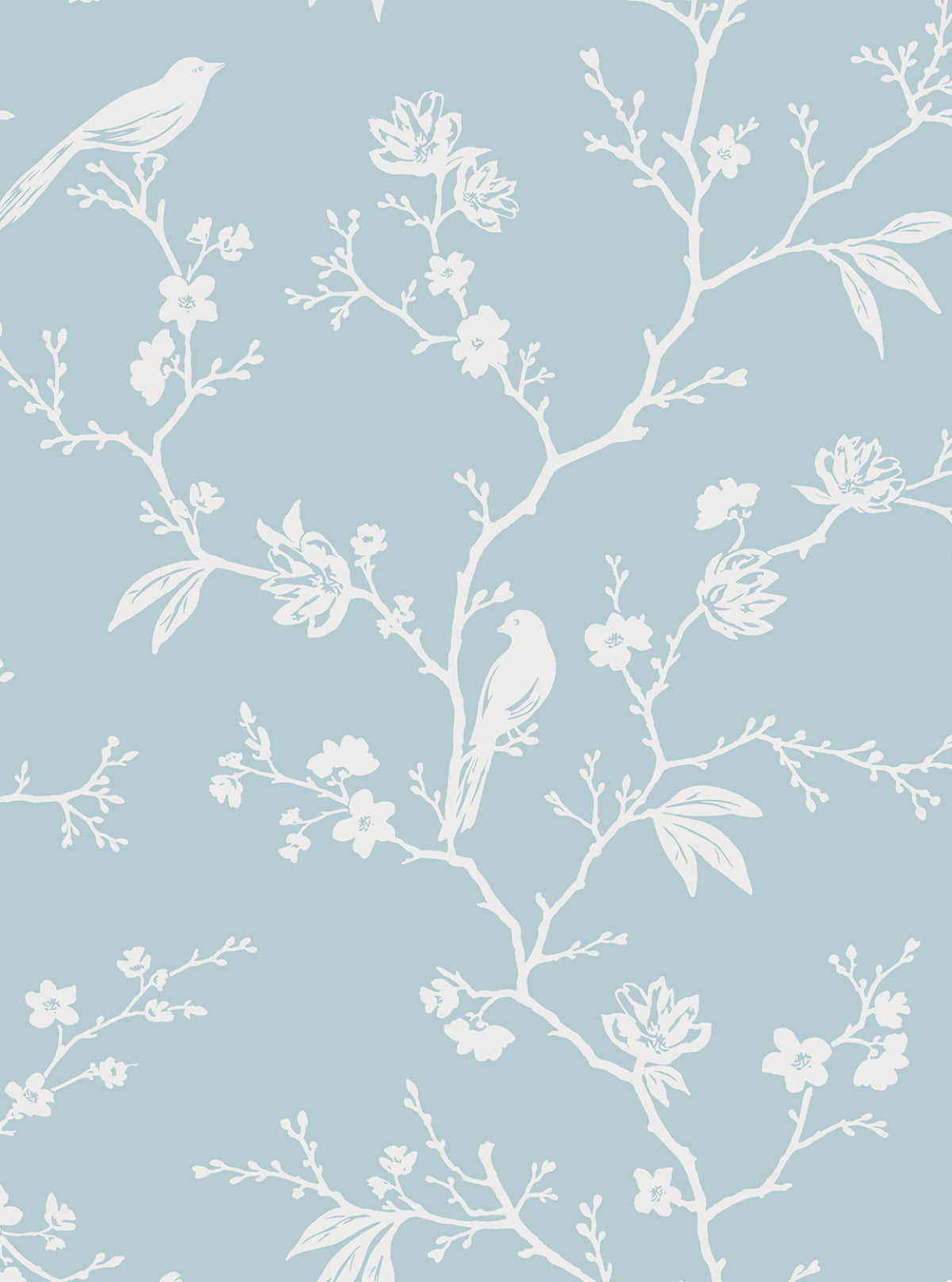 Songbird Chinoiserie Blue Skies by NextWall Peel & Stick Chinoiserie Bird & Blossom Wallpaper – NextWall NW53402 -Sample