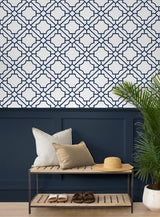 Lattice Geo Navy Blue by NextWall Peel & Stick Geometric Peel & Stick Wallpaper – NextWall NW53502
