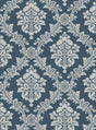 Denim blue and white traditional damask peel and stick wallpaper pattern