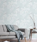 Coastline Toile Blue Mist by NextWall Peel & Stick Coastal Toile Wallpaper – NextWall NW53702