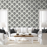 Grassland Palm Inkwell & Off-White by NextWall Peel & Stick Botanical Wallpaper – NextWall NW53800 -Sample