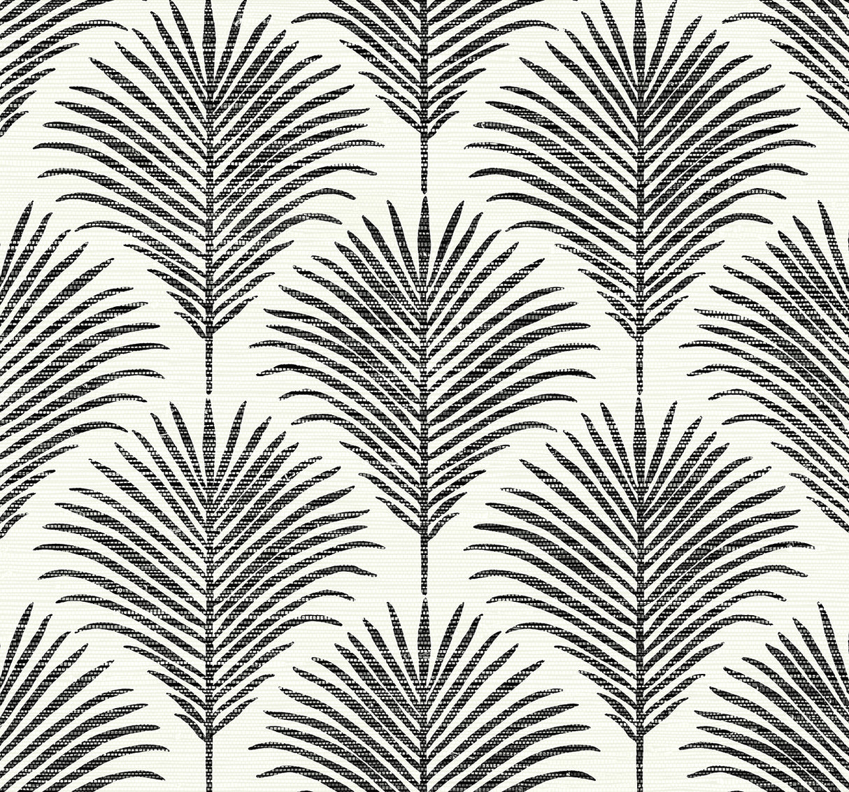 Grassland Palm peel and stick wallpaper in inkwell and off-white with repeating palm frond design