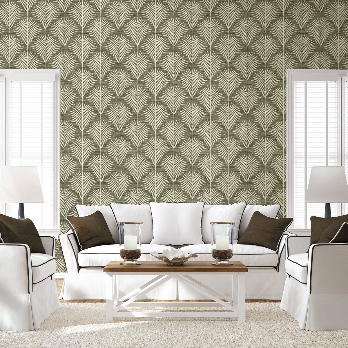 Grassland Palm Charcoal & Sand by NextWall Peel & Stick Botanical Wallpaper – NextWall NW53805