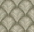 Grassland Palm peel and stick wallpaper in charcoal and sand with a palm frond botanical pattern