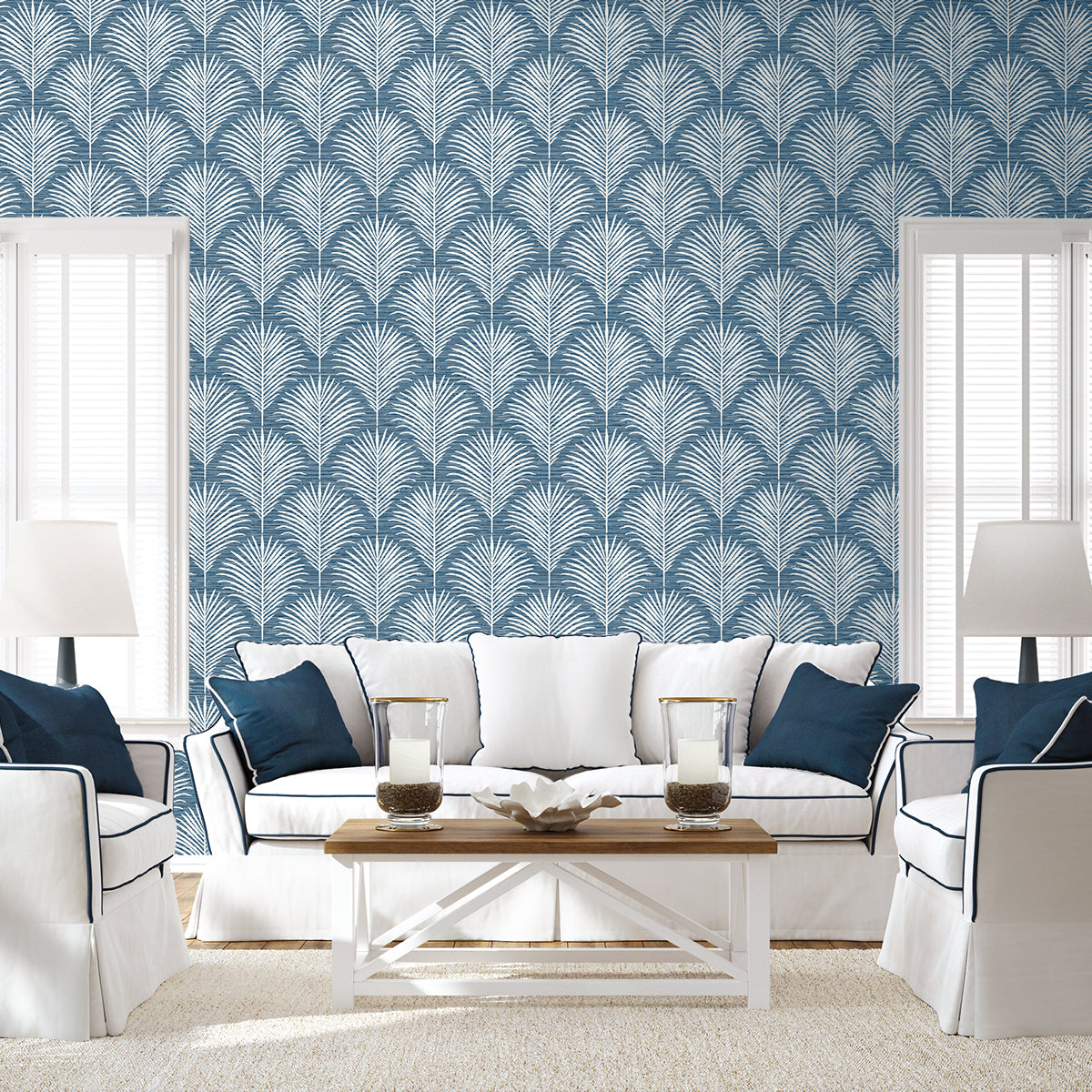 Grassland Palm Blue Lagoon by NextWall Peel & Stick Botanical Peel & Stick Wallpaper – NextWall NW53812