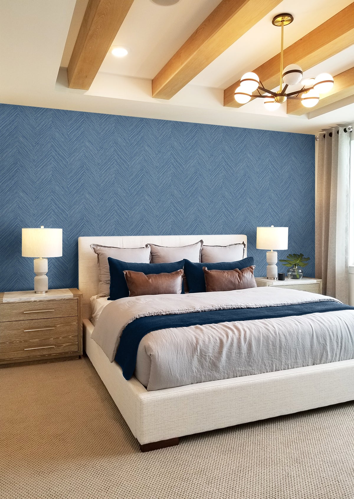 Chevron Stripe Lakeside by NextWall Peel & Stick Peel & Stick Vinyl Wallpaper – NextWall NW53912