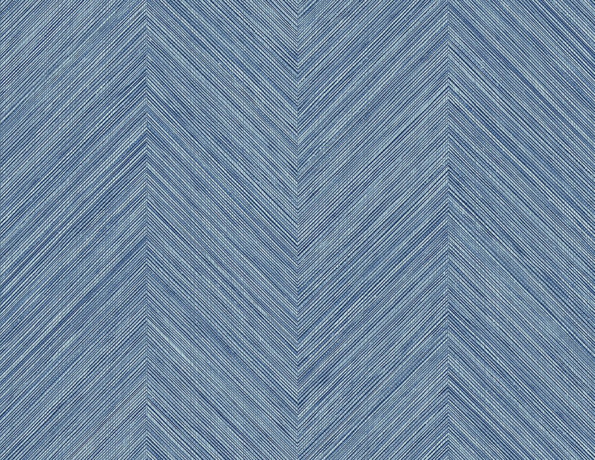 Lakeside blue chevron stripe peel and stick wallpaper pattern