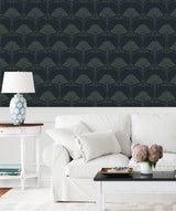 Deco Floral Midnight Blue & Juniper by NextWall Peel & Stick Vintage Floral Peel & Stick Wallpaper – NextWall NW54002