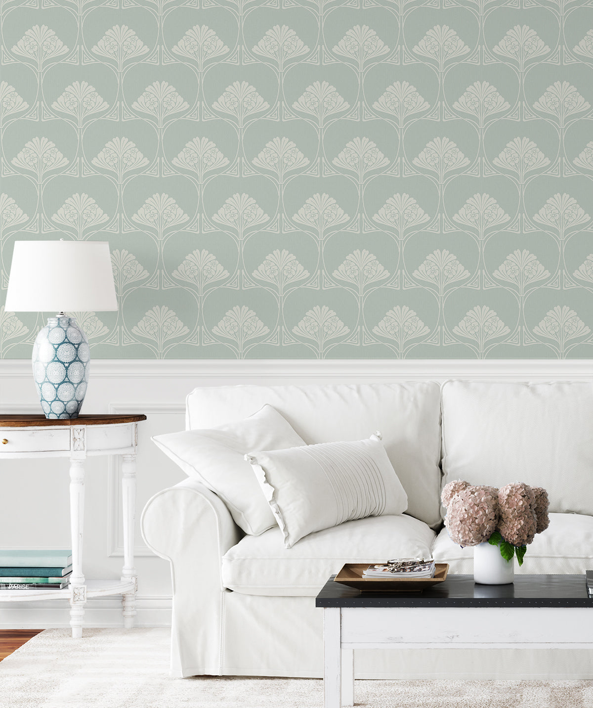 Deco Floral Aloe Mist by NextWall Peel & Stick Peel & Stick Vinyl Wallpaper – NextWall NW54004